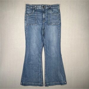 American Eagle Super High Rise Flare Jeans Women’s 14 Blue Denim Wide Leg